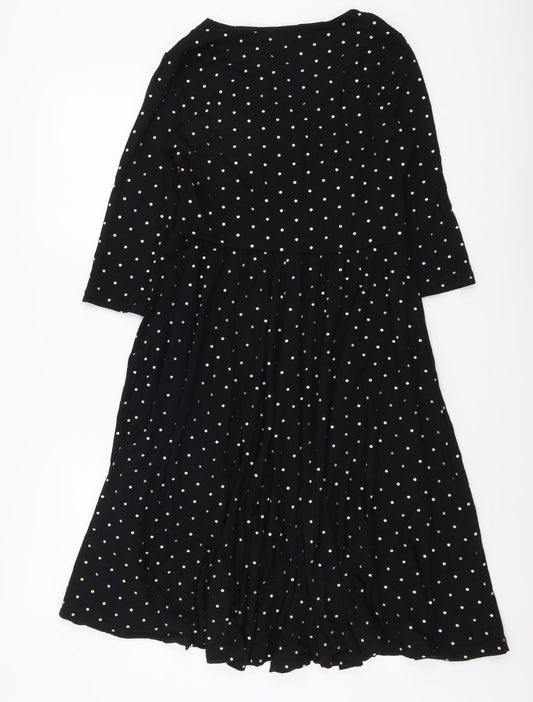 Happy Mama Womens Black Geometric Polyester A-Line Size S V-Neck Pullover - Stars pattern