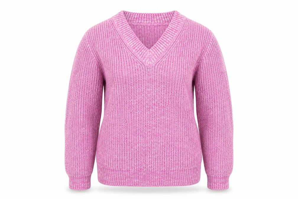 PEP&CO. Womens Purple V-Neck Acrylic Henley Jumper Size S