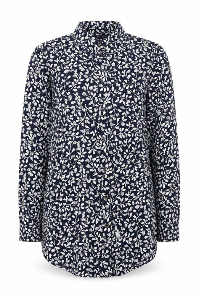 Marks and Spencer Womens Blue Floral Viscose Tunic Button-Up Size 8 Collared