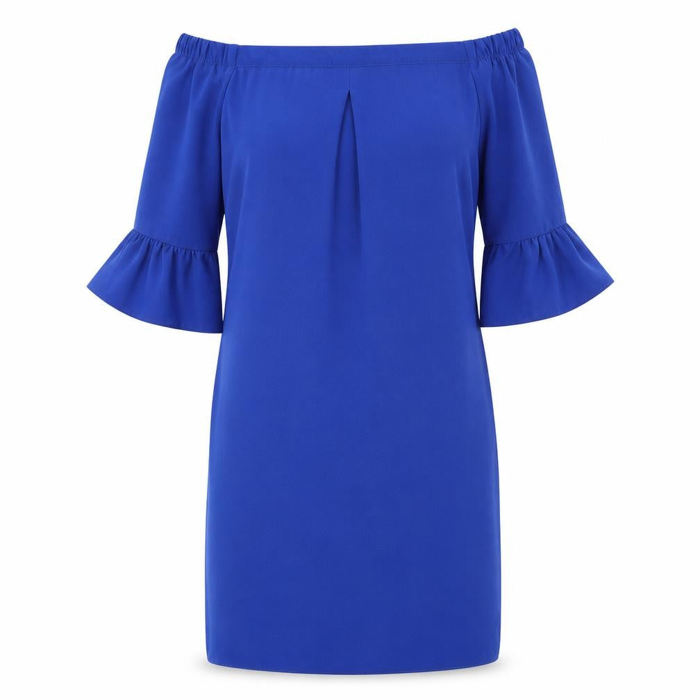 Dorothy Perkins Womens Blue Polyester Sheath Size 6 Off the Shoulder Pullover