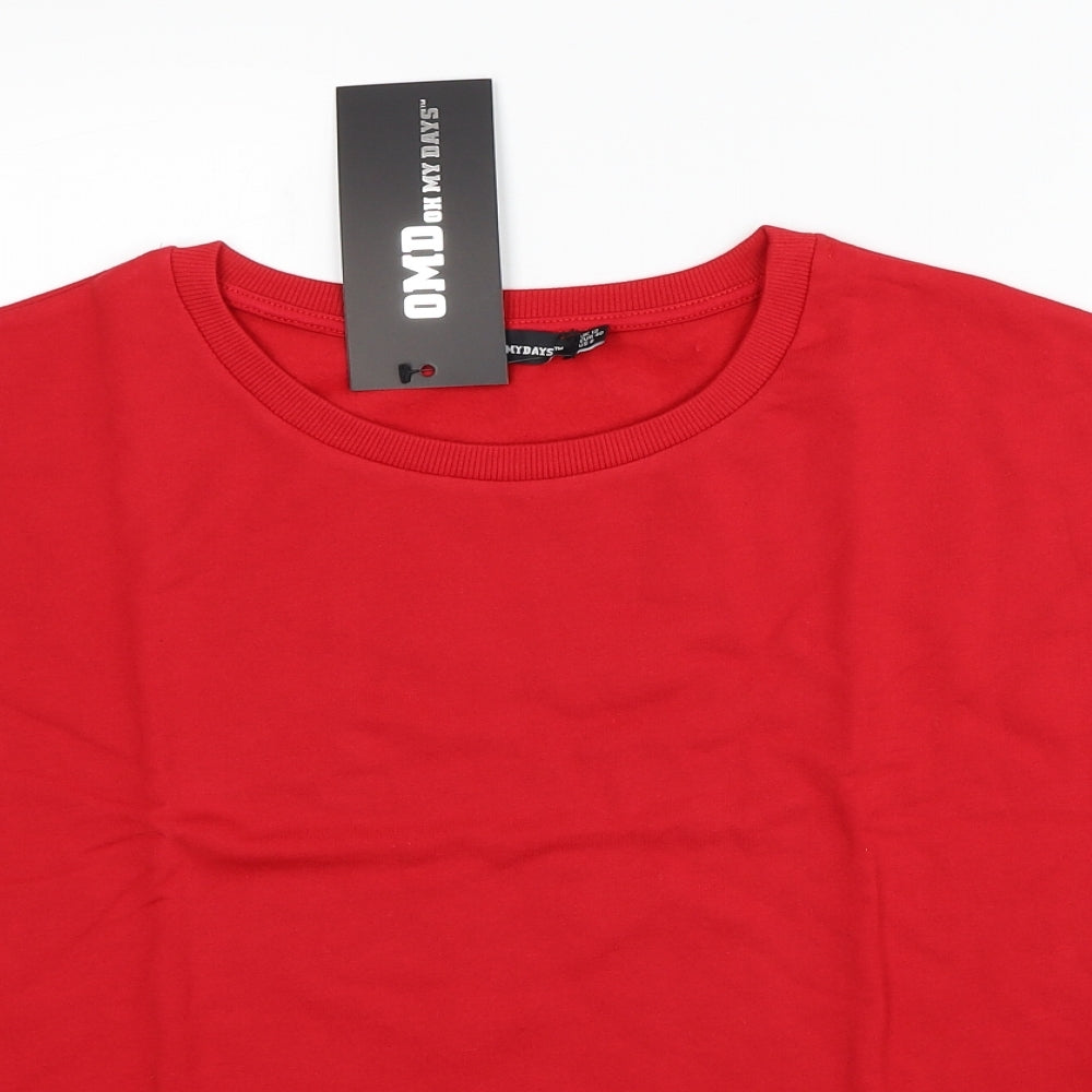 Oh My Days Womens Red Striped Polyester Pullover Sweatshirt Size 12 Pullover - Chiffon Sleeves