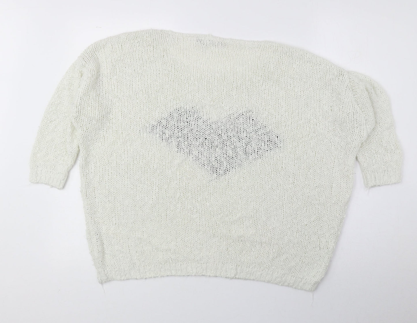 Store Twenty One Womens Ivory Round Neck Geometric Acrylic Pullover Jumper Size M