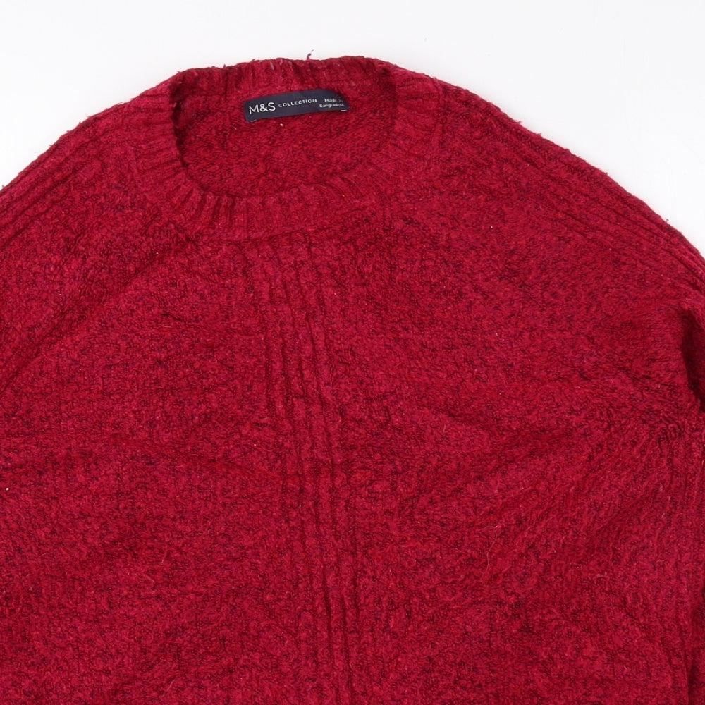 Marks and Spencer Womens Pink Round Neck Acrylic Pullover Jumper Size S