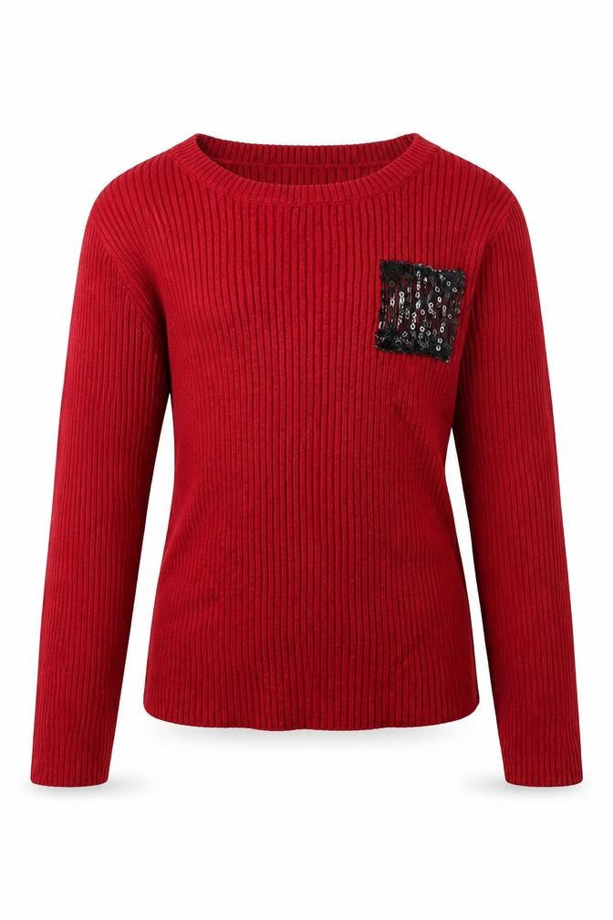 If It Were Me Girls Red Round Neck Cotton Pullover Jumper Size 11-12 Years Pullover - Ribbed