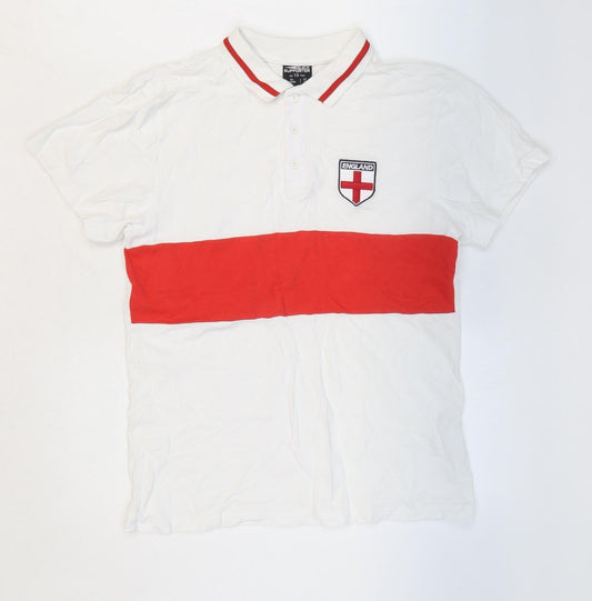 Quick Supporter Boys White 100% Cotton Pullover Polo Size 13 Years Collared Button - England