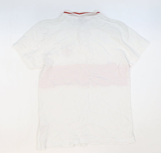 Quick Supporter Boys White 100% Cotton Pullover Polo Size 13 Years Collared Button - England