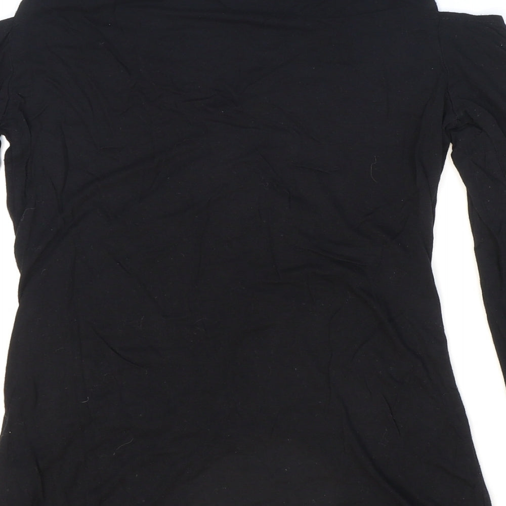 Body Flirt Womens Black Viscose Basic T-Shirt Size S Round Neck - Cold-shoulder