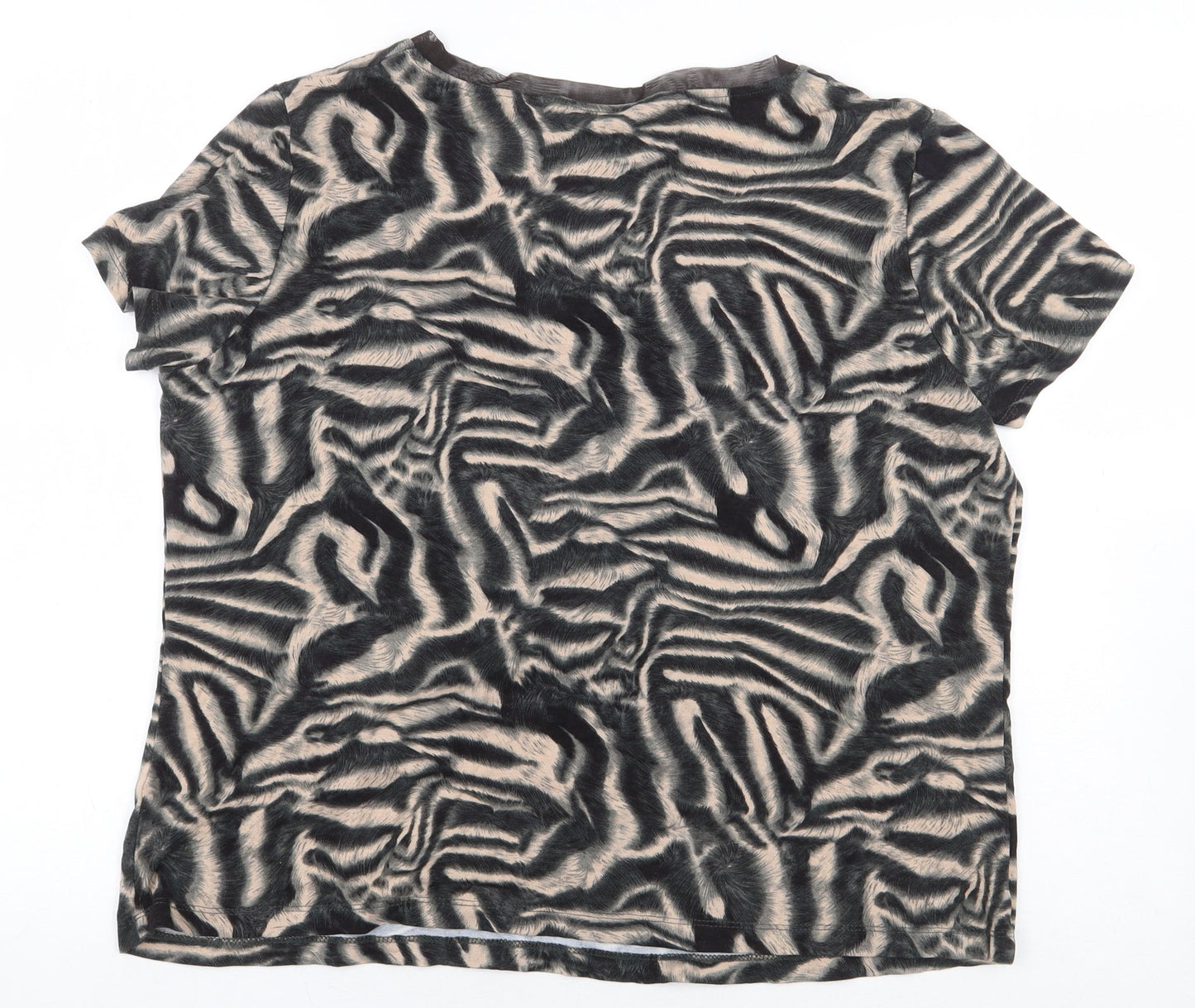 Punt Roma Womens Multicoloured Animal Print Polyester Basic Blouse Size L Scoop Neck