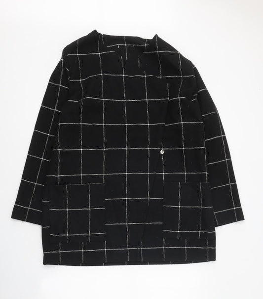 Peacocks Womens Black Check Overcoat Coat Size 14 Snap