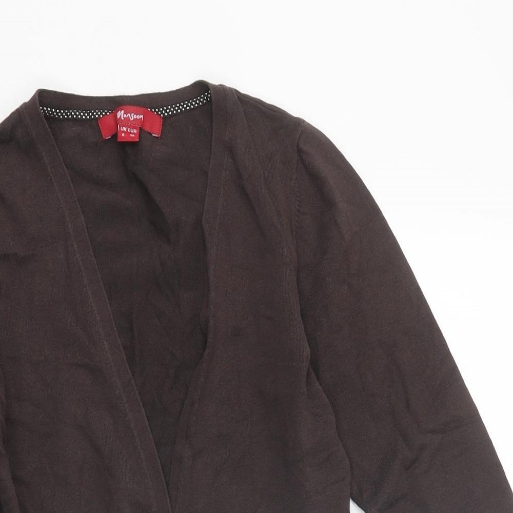 Monsoon Womens Brown V-Neck Polyester Cardigan Jumper Size 8