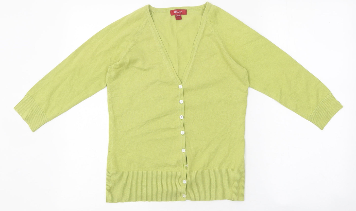 Monsoon Womens Green V-Neck Polyester Cardigan Jumper Size 8
