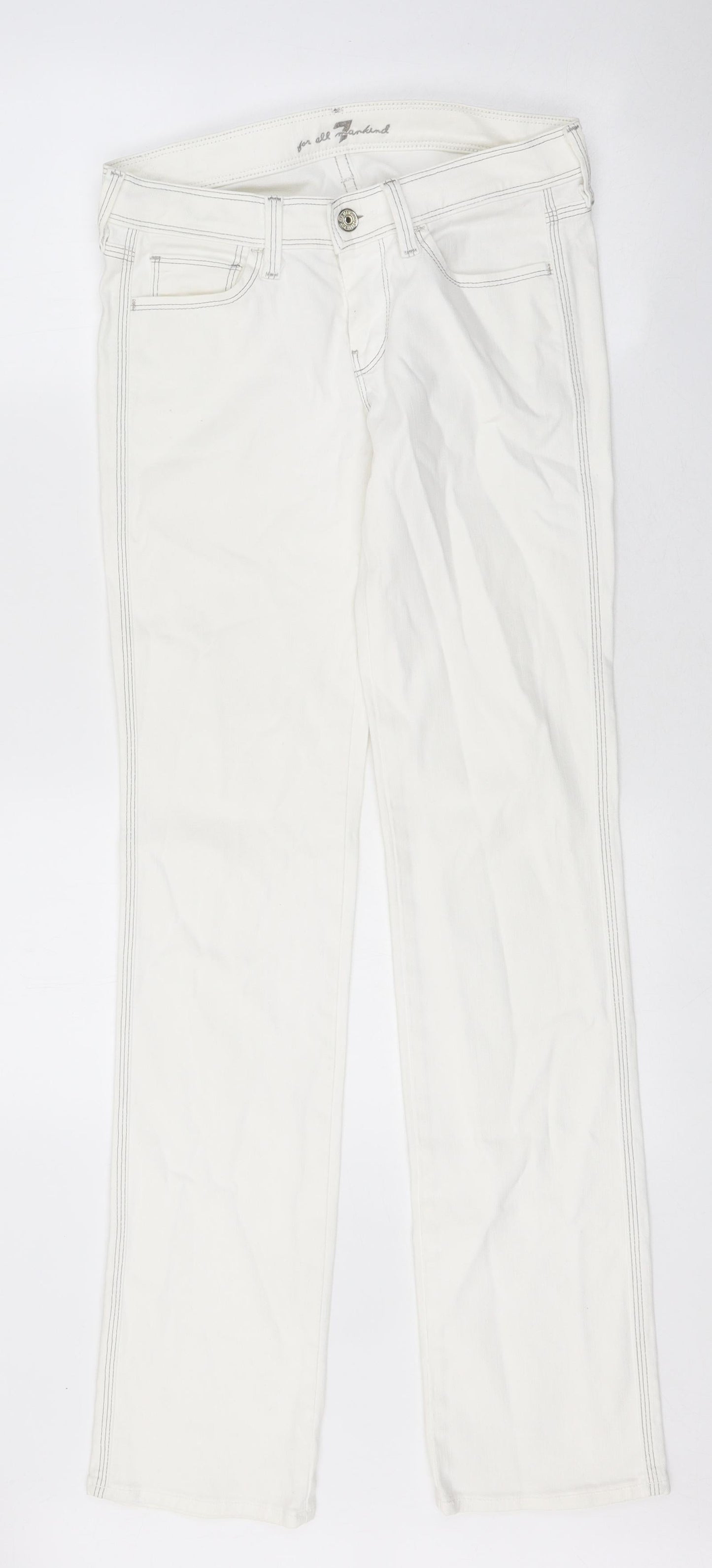 Preworn Womens White 100% Cotton Skinny Jeans Size 30 in L29 in Regular Zip