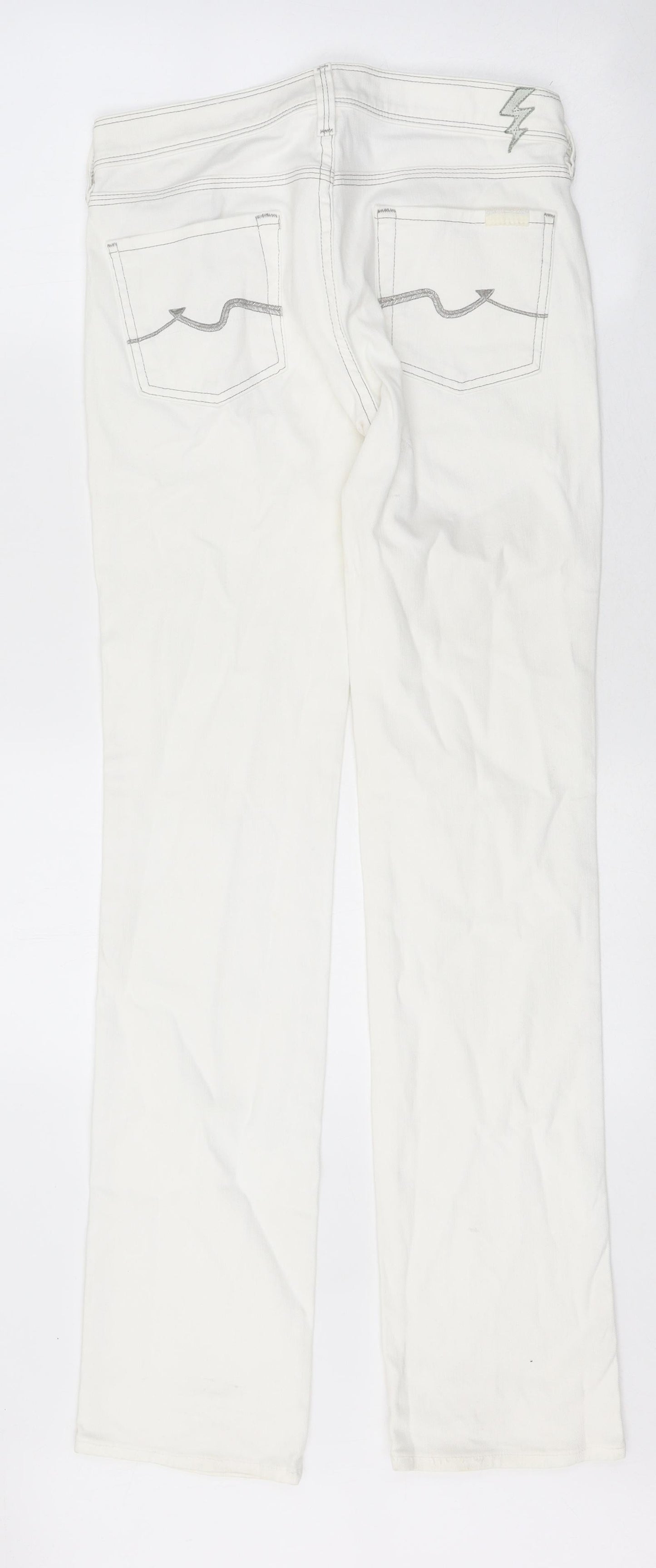 Preworn Womens White 100% Cotton Skinny Jeans Size 30 in L29 in Regular Zip