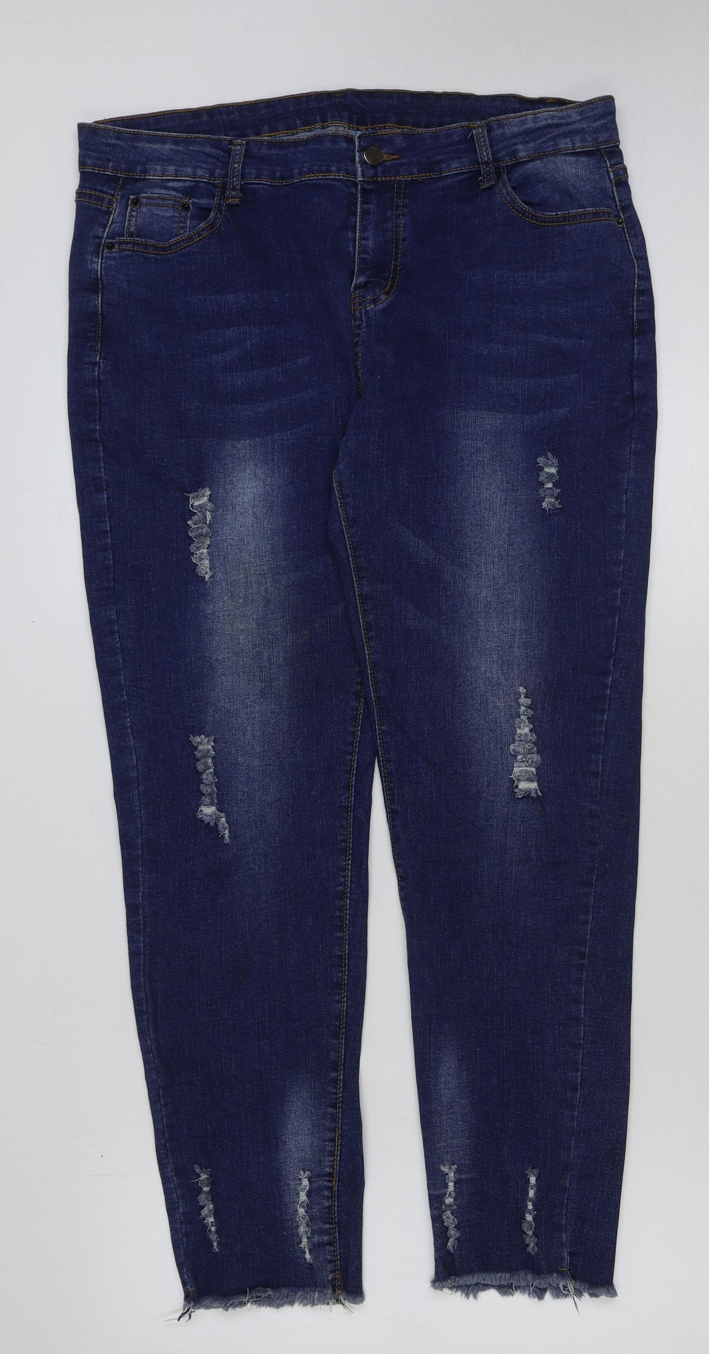 Marks and Spencer Womens Blue Cotton Skinny Jeans Size 36 in L29 in Regular Button