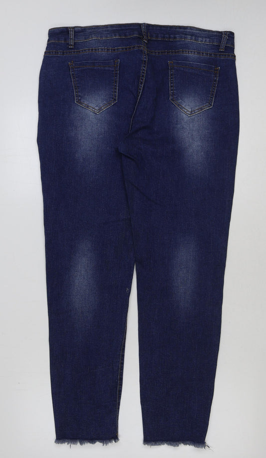 Marks and Spencer Womens Blue Cotton Skinny Jeans Size 36 in L29 in Regular Button