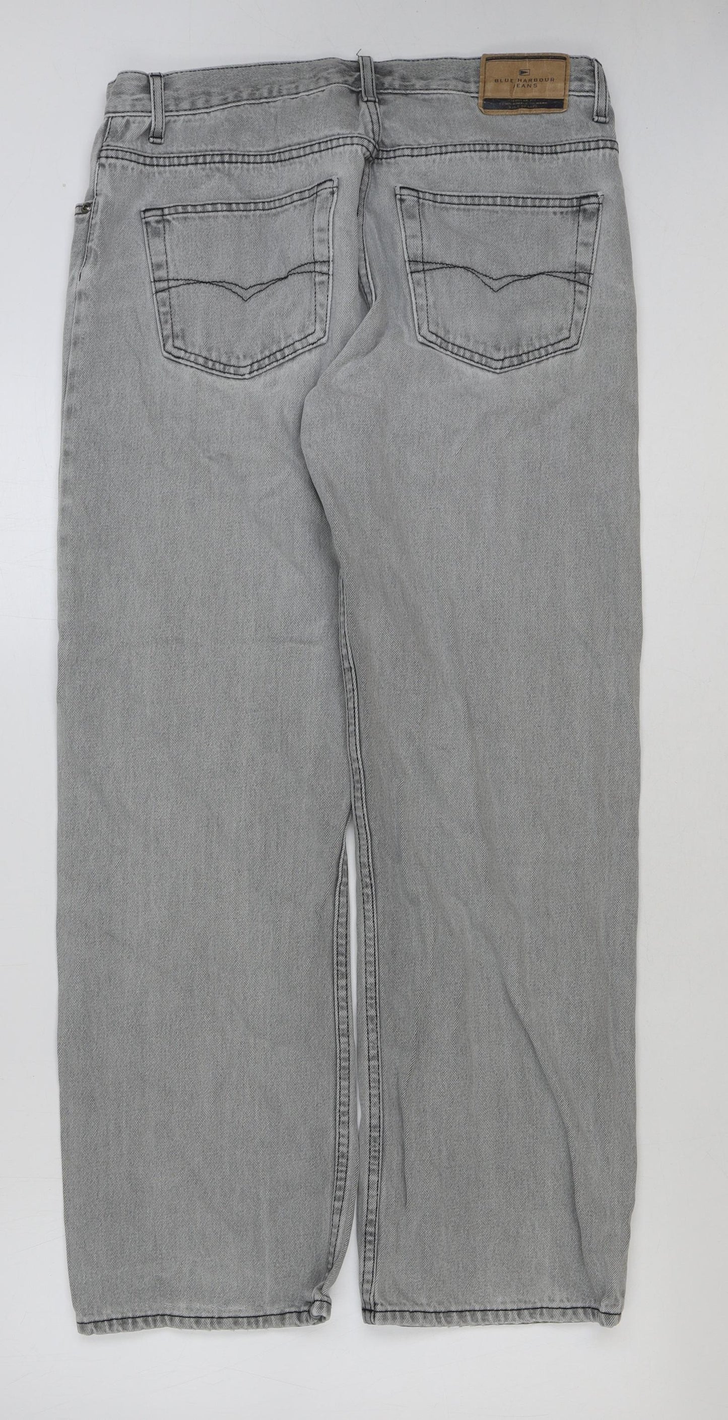 Marks and Spencer Womens Blue Cotton Straight Jeans Size 34 in L31 in Regular Button