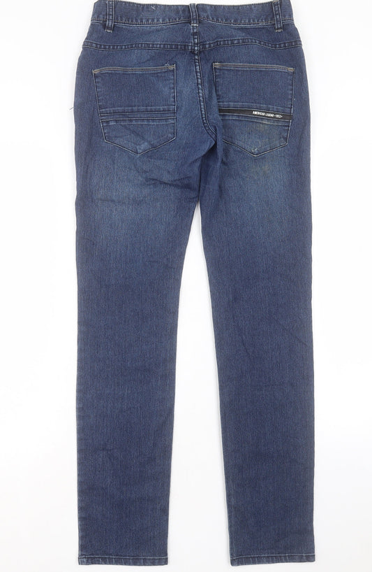 Bossini Womens Blue Cotton Straight Jeans Size 28 in L32 in Regular Button