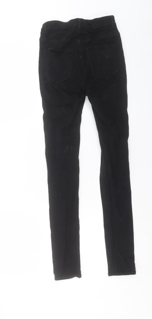 H&M Womens Black Cotton Skinny Jeans Size 6 L28 in Regular Button