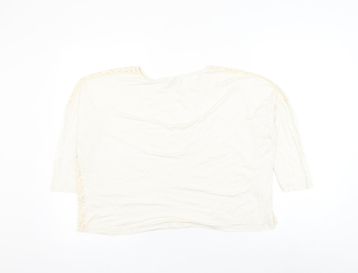 River Island Womens Ivory Floral Cotton Basic Blouse Size 10 Round Neck