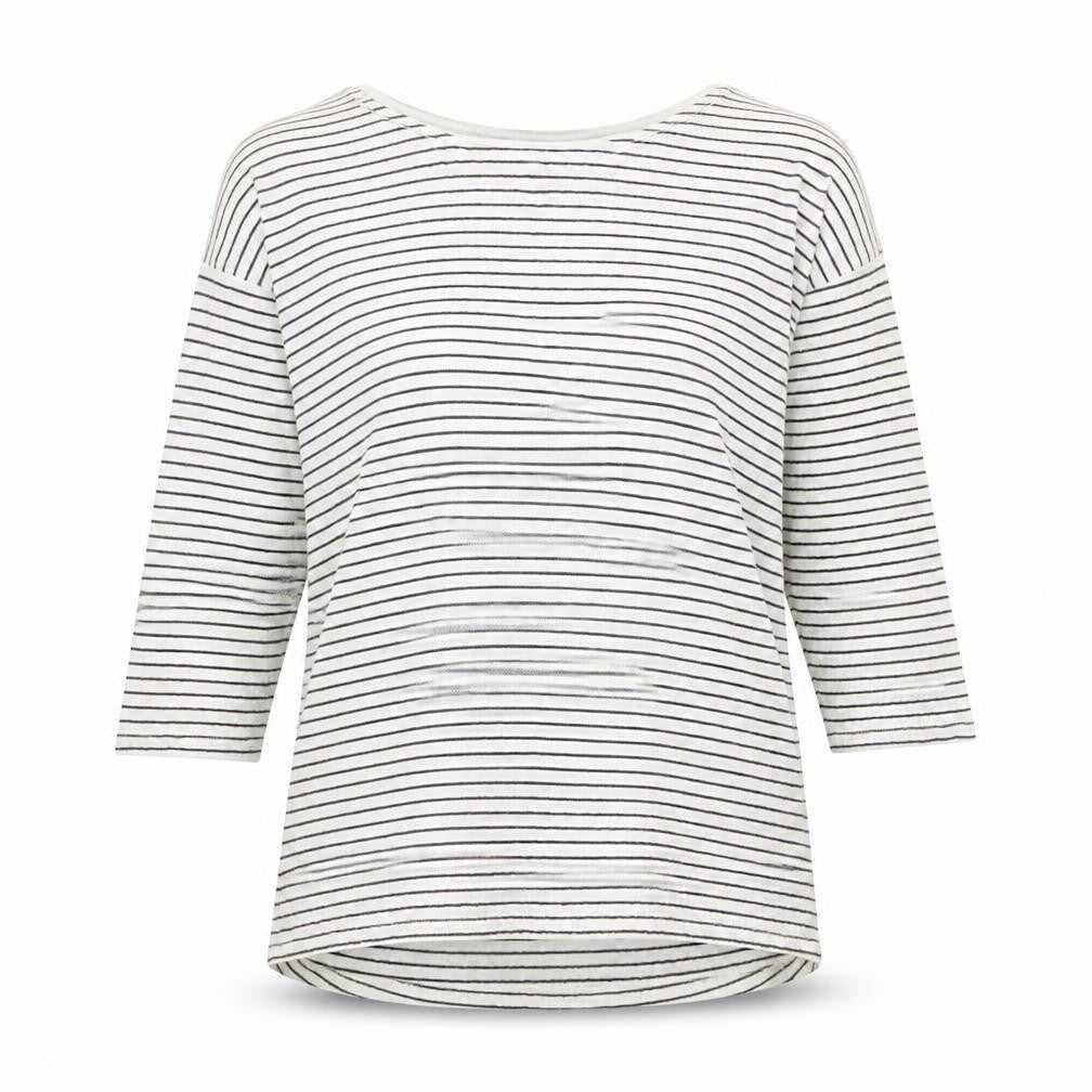 C Womens White Round Neck Striped Viscose Pullover Jumper Size M