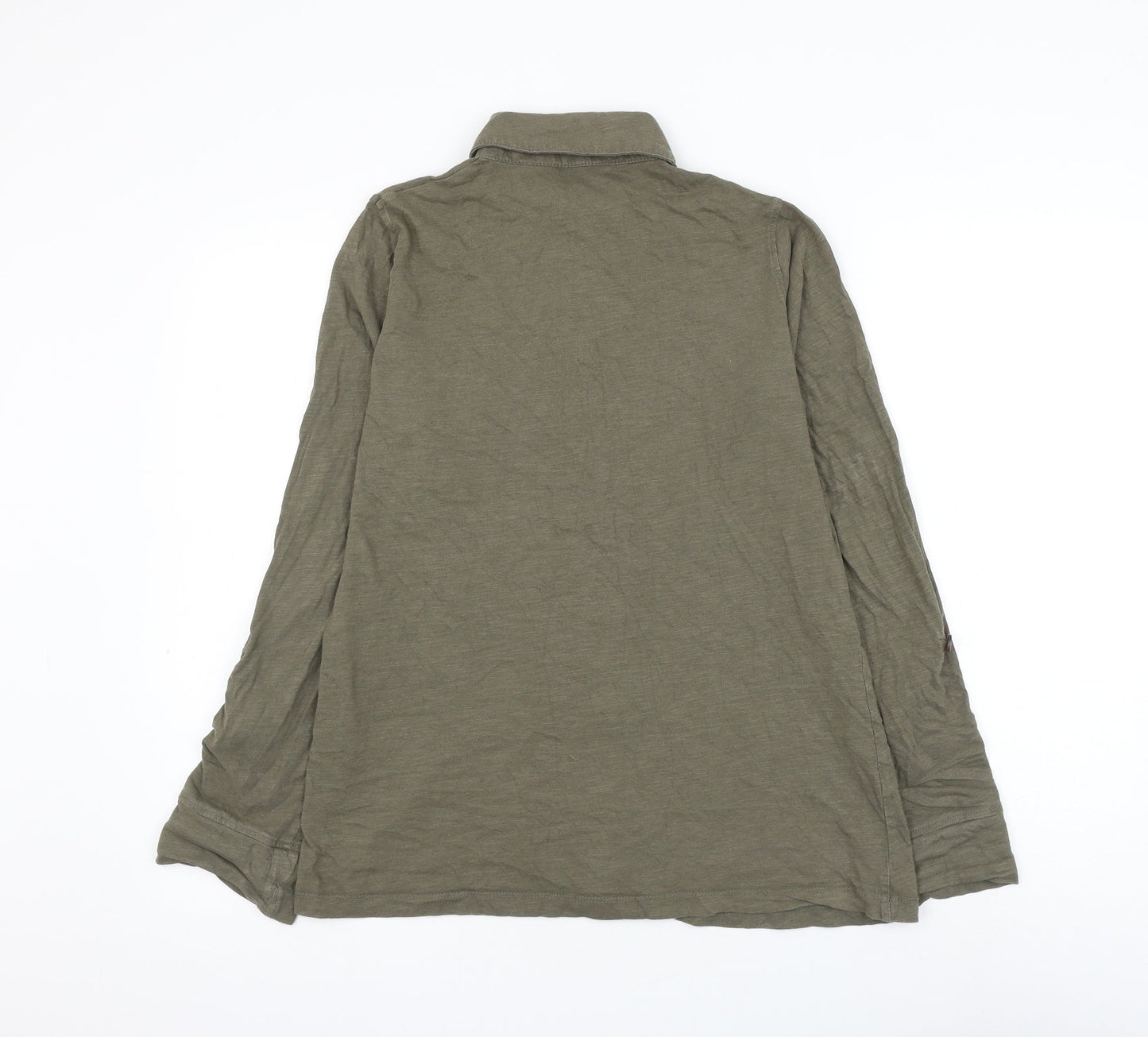 Dorothy Perkins Womens Green Cotton Basic Button-Up Size 10 Collared