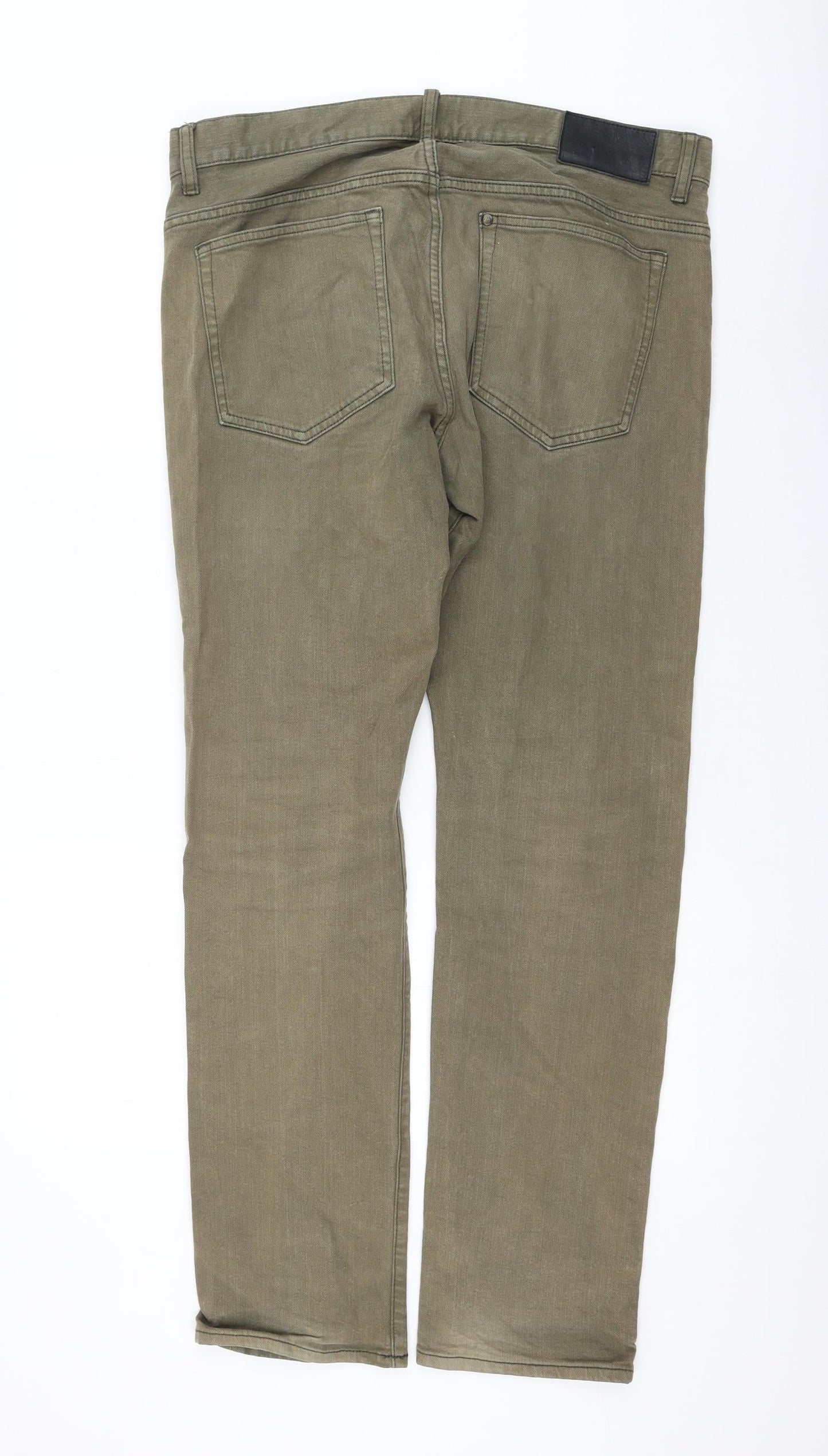 H&M Womens Green Cotton Straight Jeans Size 36 in L31 in Regular Zip