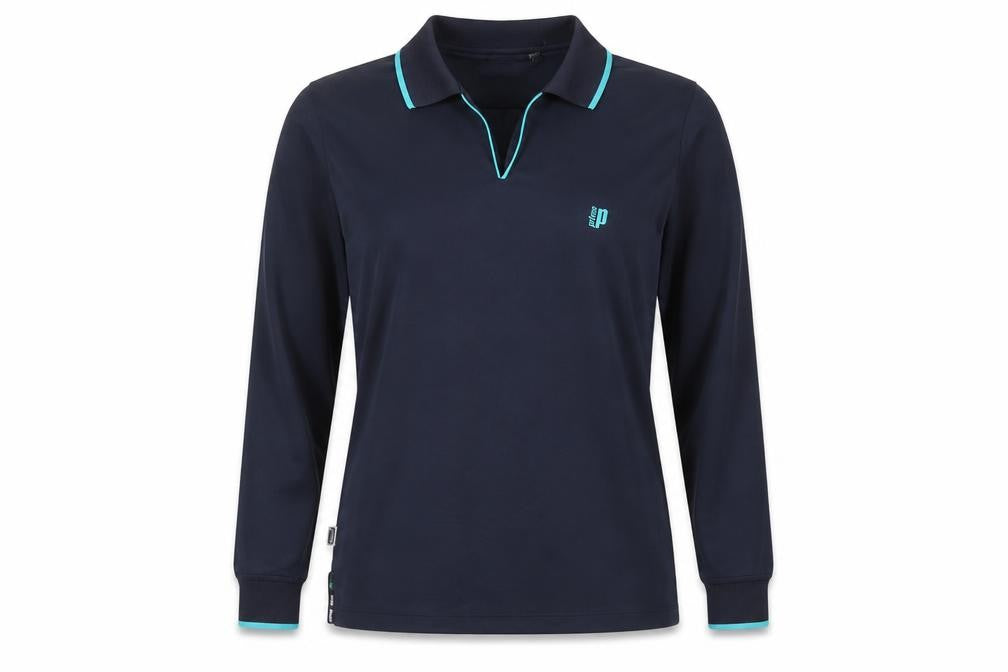 Prince Womens Blue Polyester Pullover Casual Size XL Collared Pullover