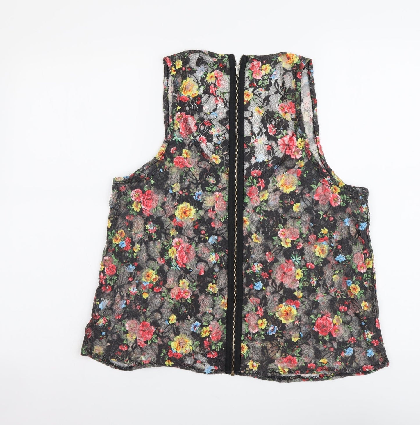 Selected Womens Multicoloured Floral Polyester Basic Tank Size 10 Scoop Neck