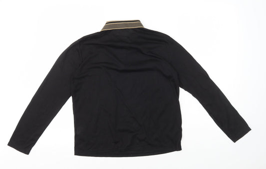 SheIn Girls Black Polyester Basic Polo Size 13-14 Years Collared Button