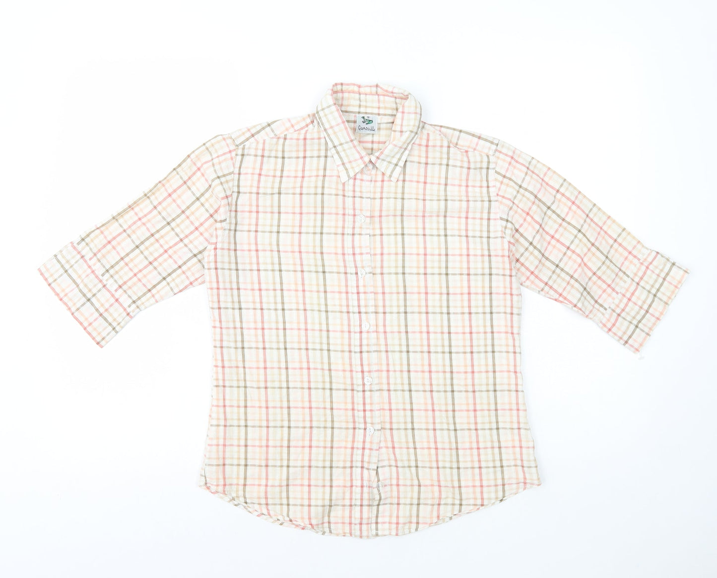 Grensville Womens Pink Plaid 100% Cotton Basic Button-Up Size S Collared