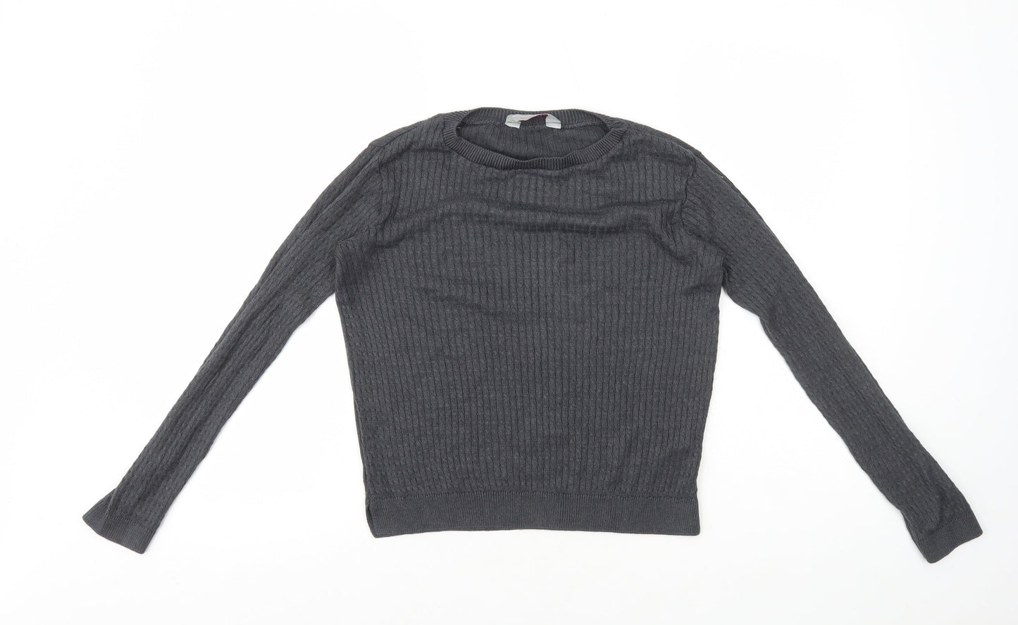 Dorothy Perkins Womens Grey Round Neck Cotton Pullover Jumper Size 6