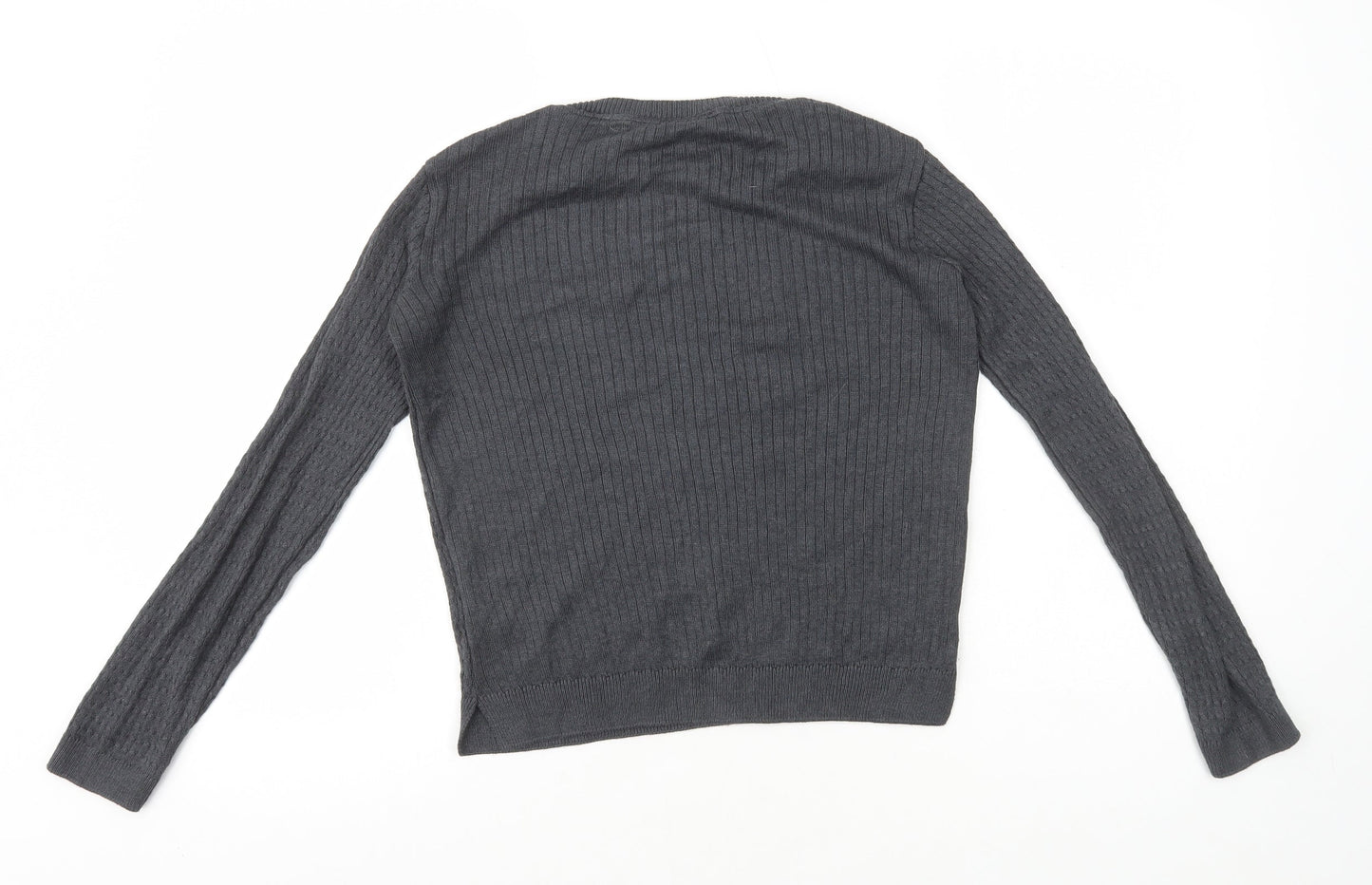 Dorothy Perkins Womens Grey Round Neck Cotton Pullover Jumper Size 6