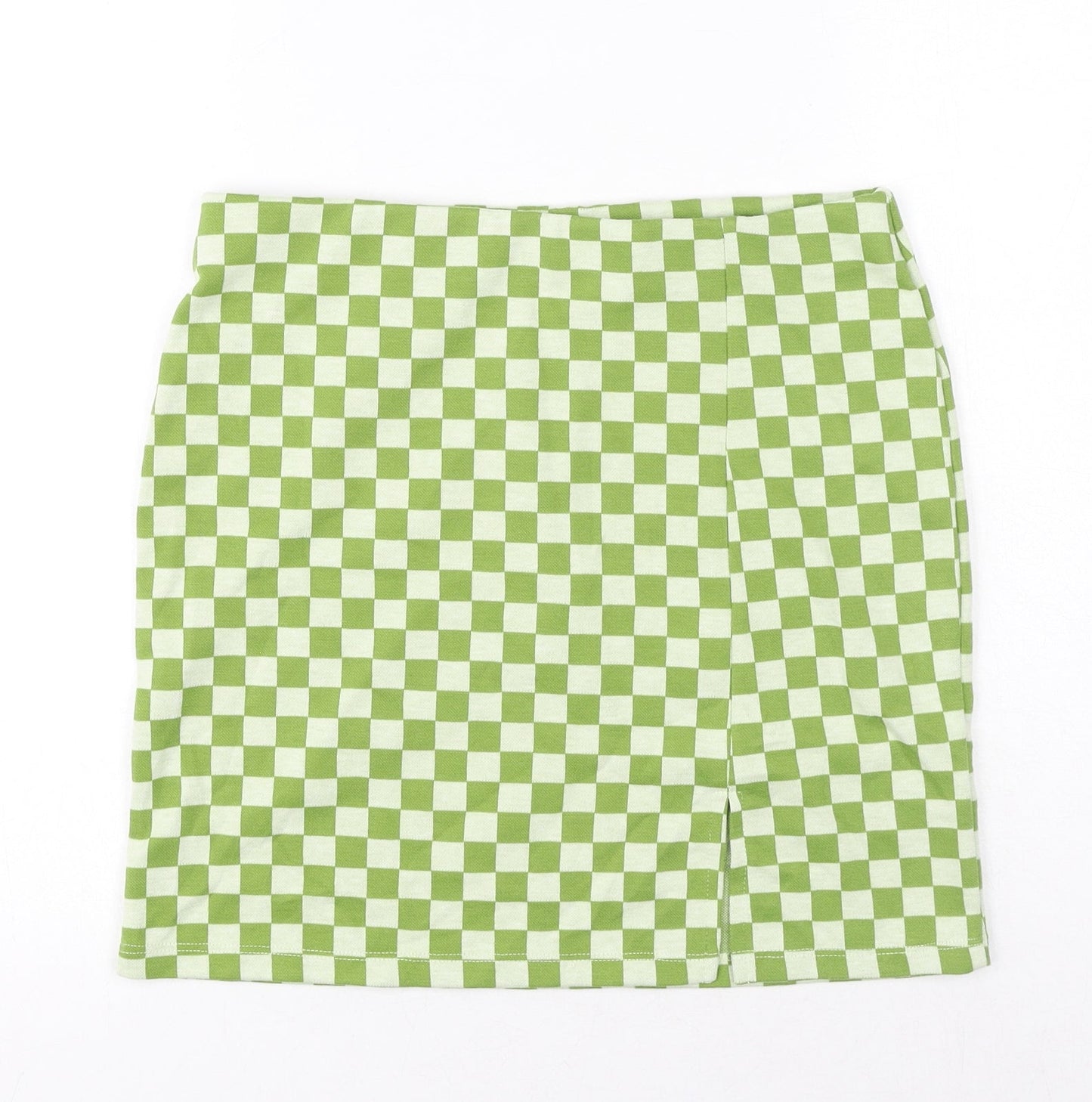 Primal Womens Green Check Polyester Mini Skirt Size S