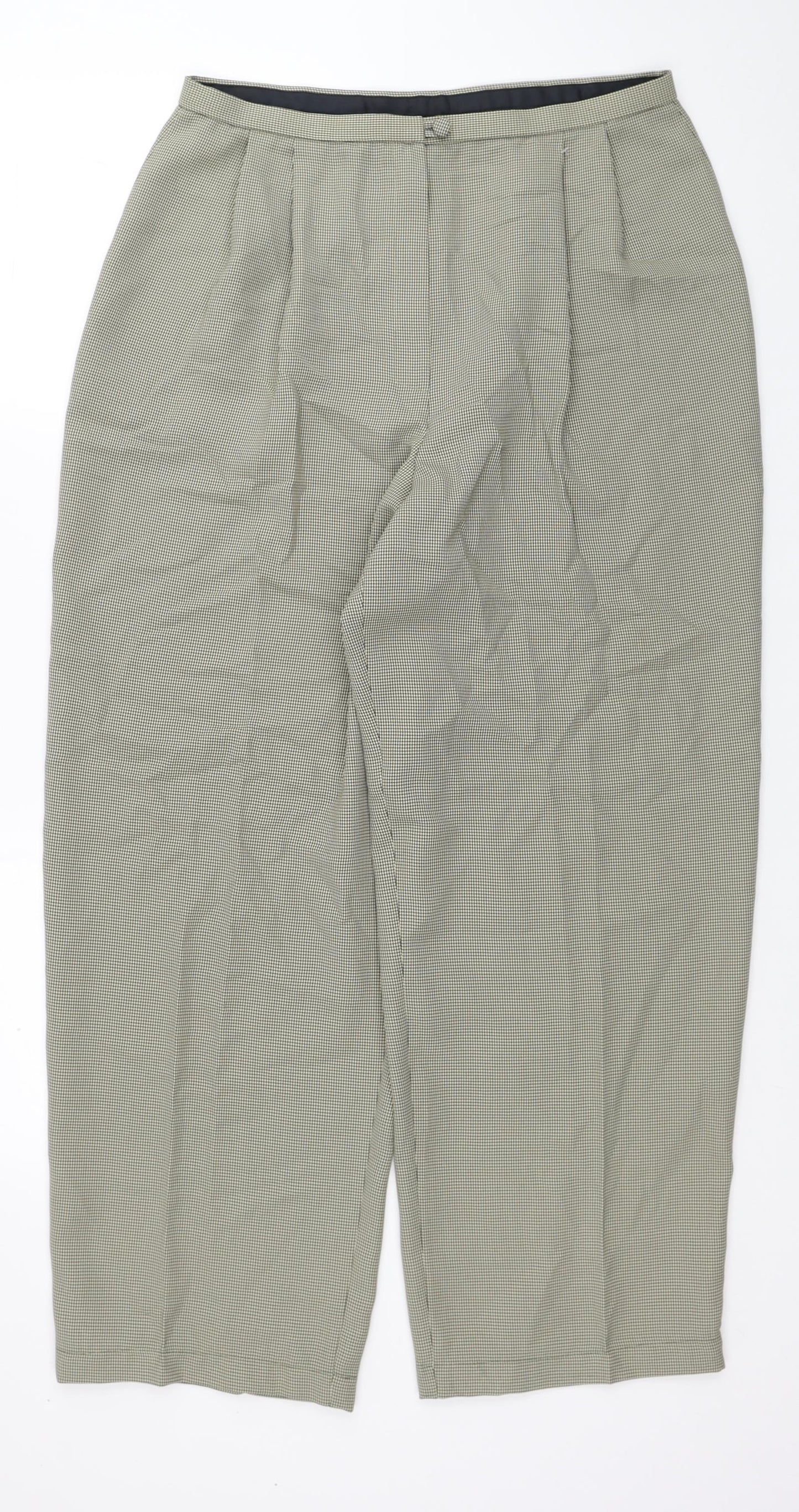 Marks and Spencer Womens Beige Herringbone Polyester Trousers Size 16 L27 in Regular Zip