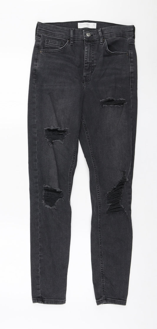 Topshop Womens Black Cotton Skinny Jeans Size 28 in L32 in Regular Zip