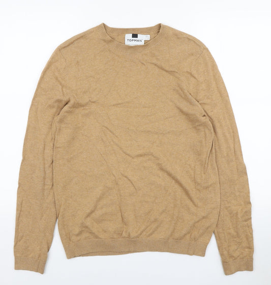 Topman Mens Brown Round Neck Acrylic Pullover Jumper Size S