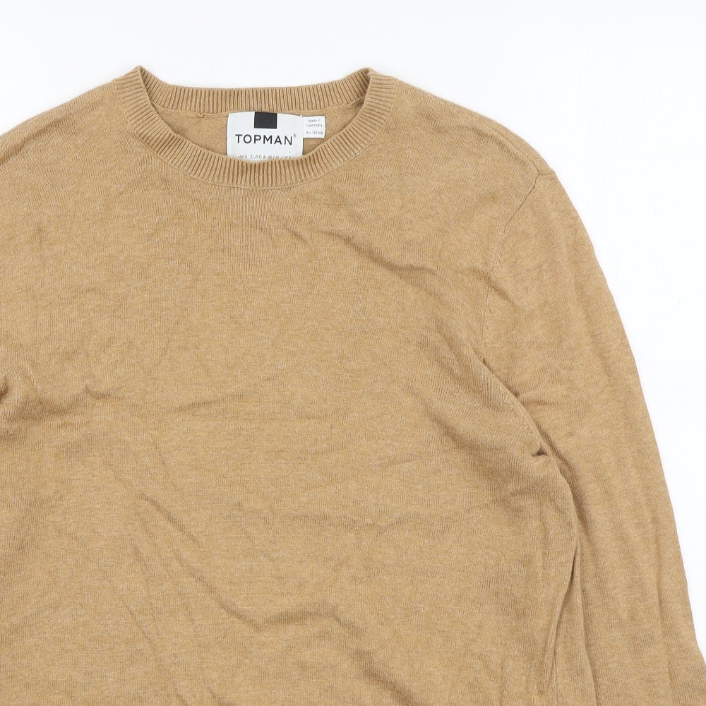 Topman Mens Brown Round Neck Acrylic Pullover Jumper Size S