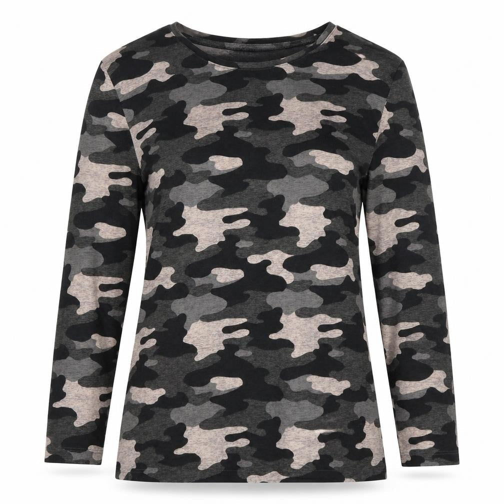 Marks and Spencer Womens Multicoloured Camouflage Polyester Basic T-Shirt Size 6 Round Neck