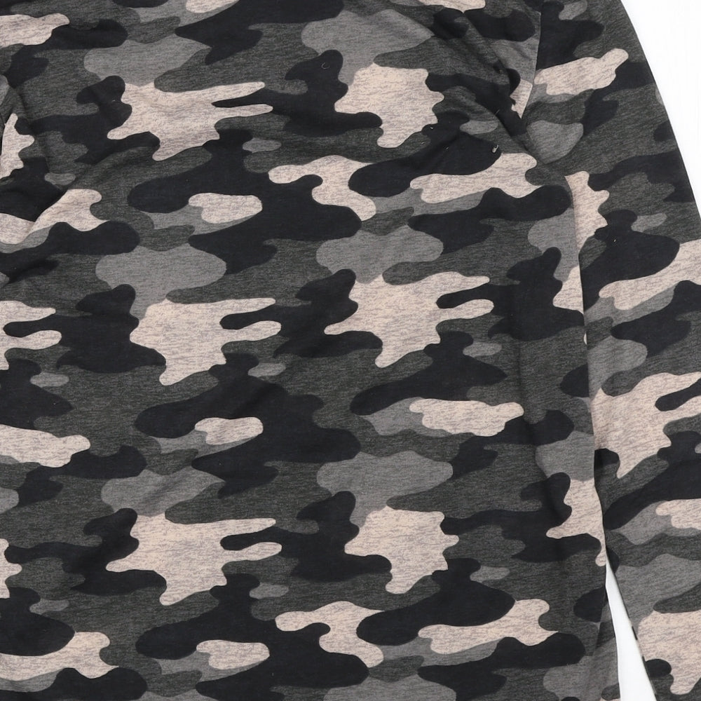 Marks and Spencer Womens Multicoloured Camouflage Polyester Basic T-Shirt Size 6 Round Neck