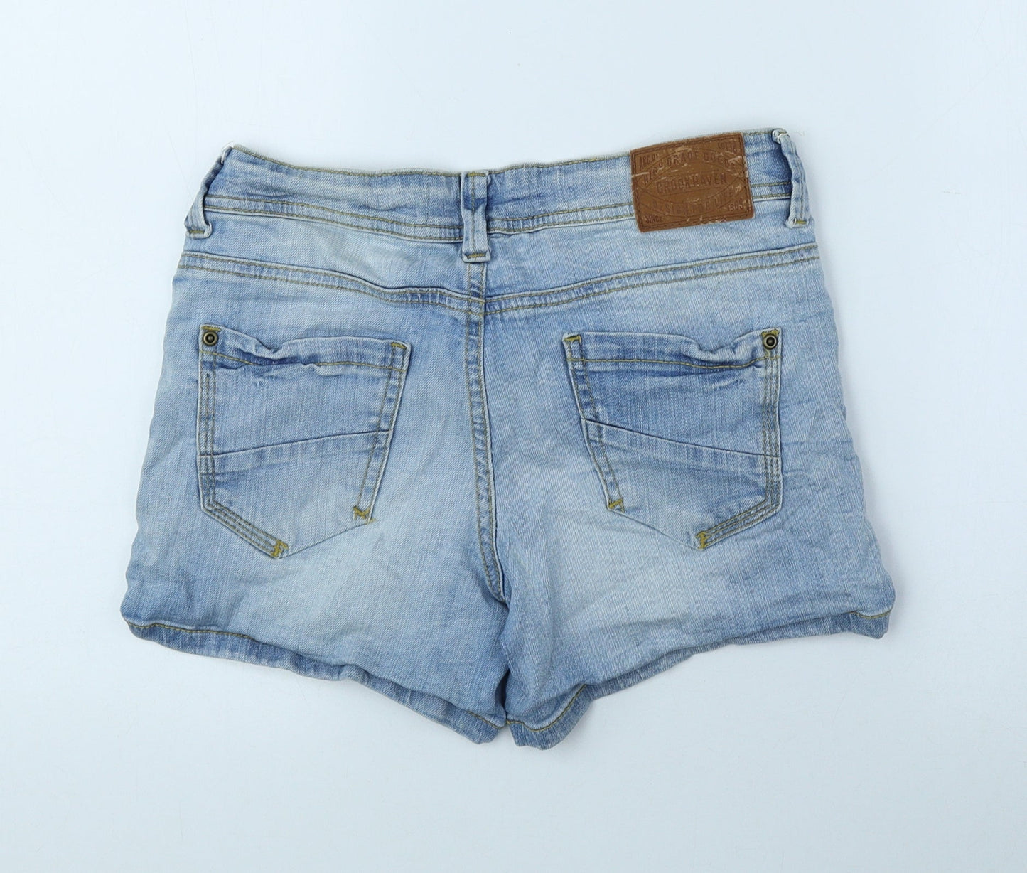 Brookhaven Womens Blue Cotton Hot Pants Shorts Size S Regular Zip