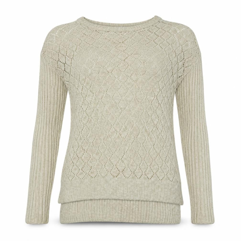 Hoxton Chic Womens Beige Round Neck Polyester Pullover Jumper Size 12