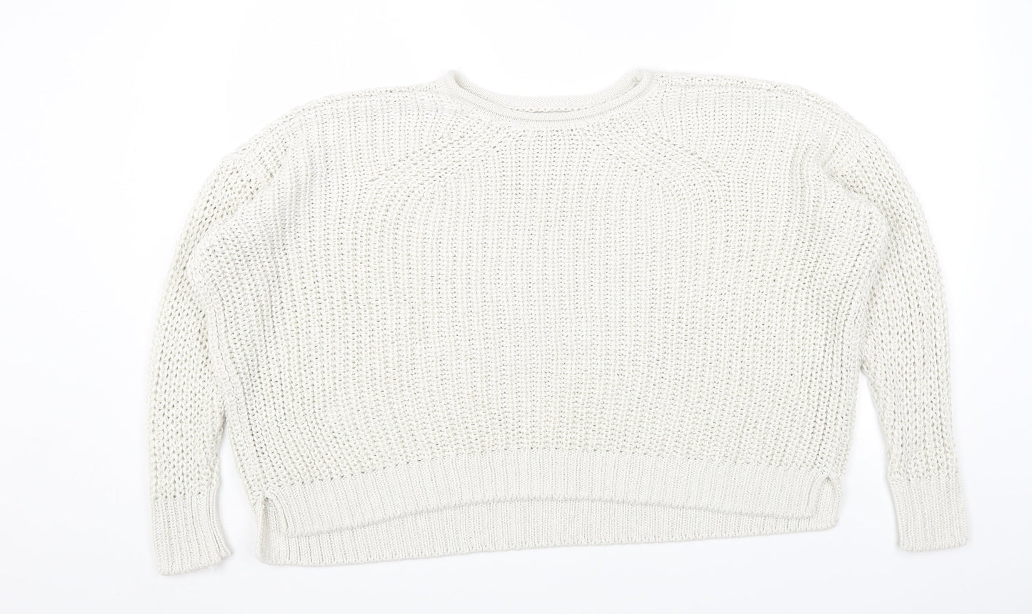 River Island Womens White Round Neck Acrylic Pullover Jumper Size M