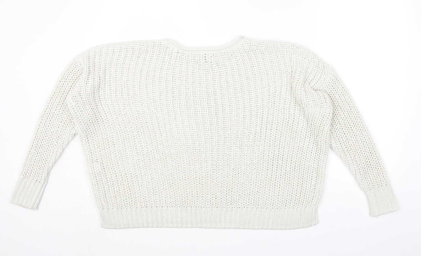 River Island Womens White Round Neck Acrylic Pullover Jumper Size M