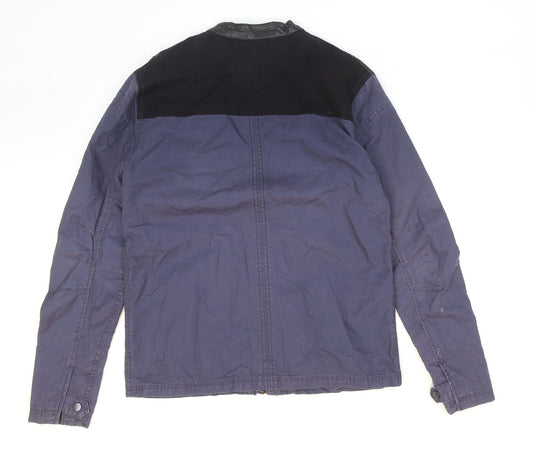 River Island Mens Blue Biker Jacket Size S Zip