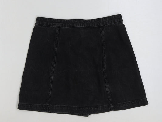 Topshop Womens Grey Cotton A-Line Skirt Size 28 in Button
