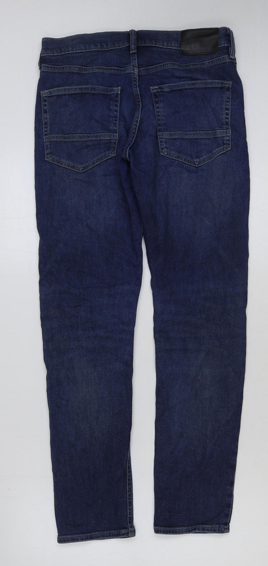 Marks and Spencer Womens Blue Cotton Skinny Jeans Size 30 in L31 in Regular Button
