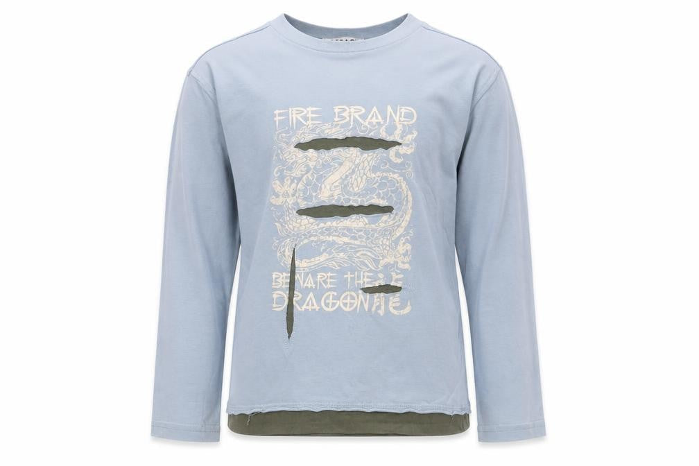 George Boys Blue 100% Cotton Basic T-Shirt Size 6-7 Years Round Neck Pullover - Dragon