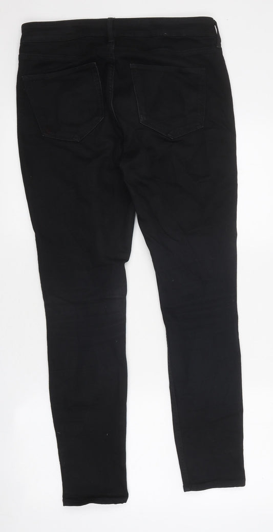 Preworn Womens Black 100% Cotton Skinny Jeans Size 30 in L29 in Regular Zip