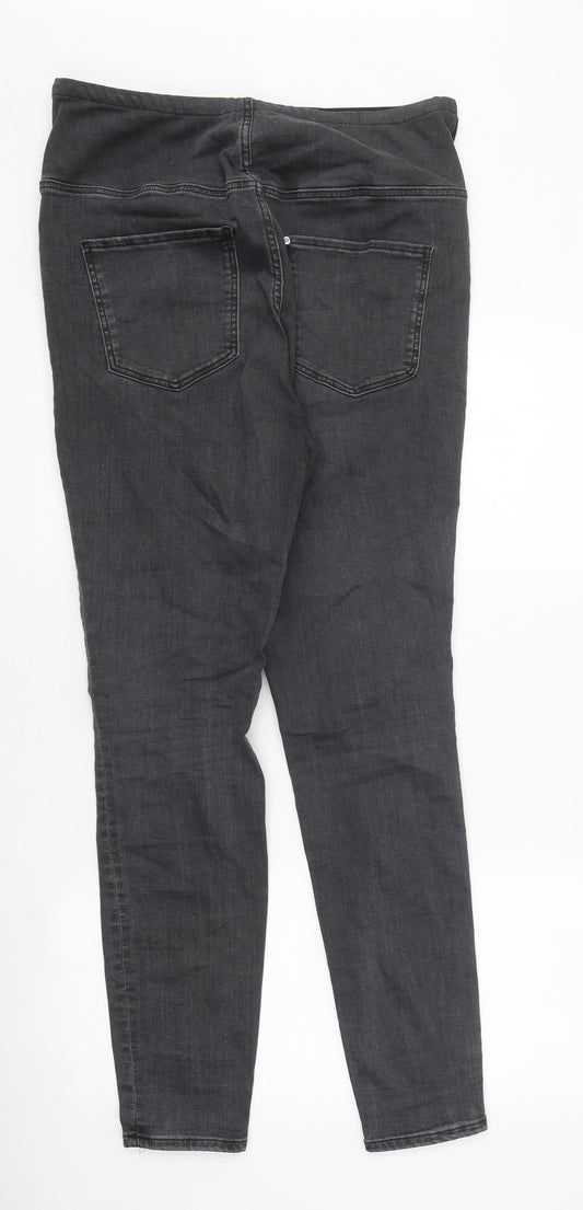 Mama Womens Grey 100% Cotton Skinny Jeans Size L L30 in Slim