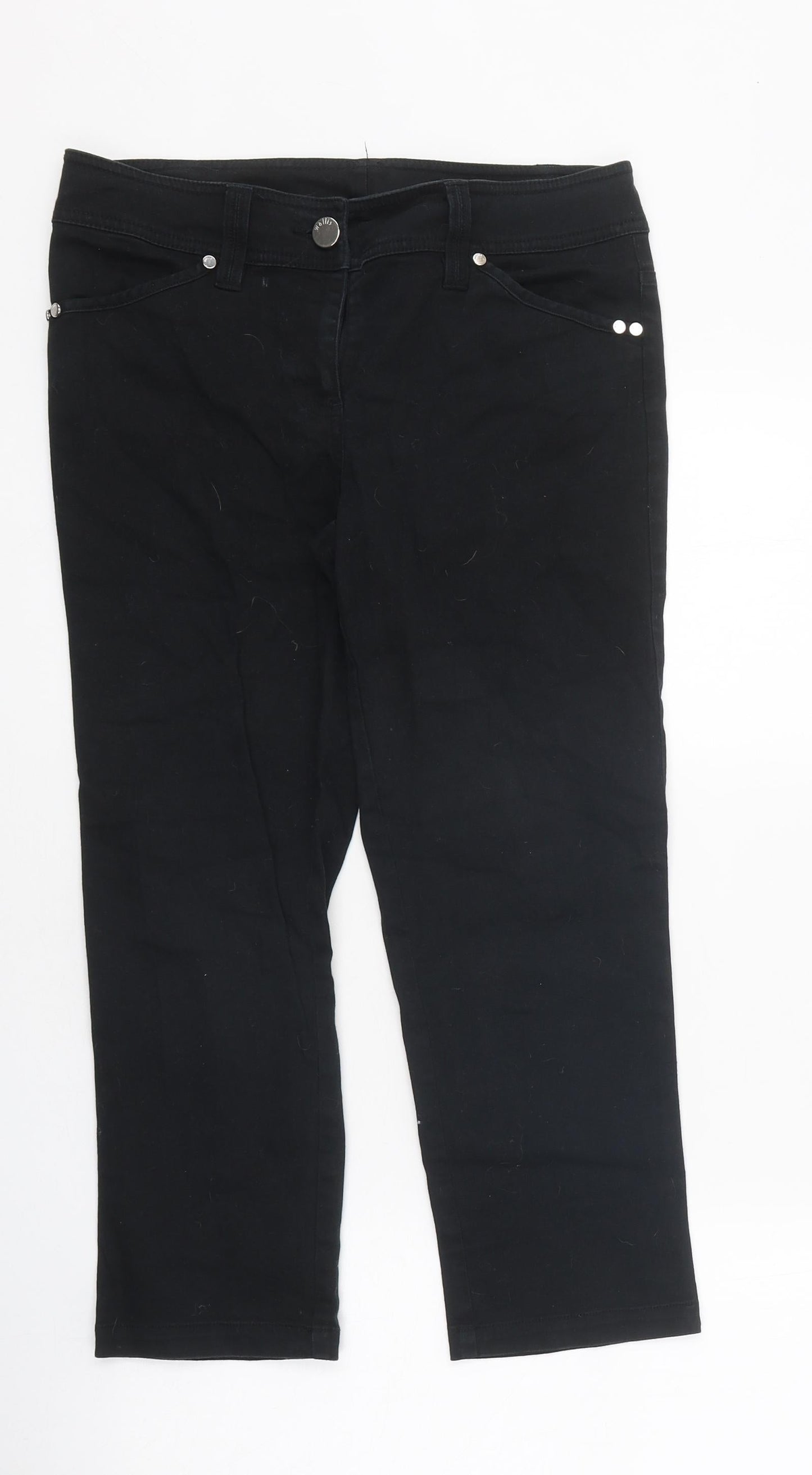 Preworn Womens Black 100% Cotton Skinny Jeans Size 10 L24 in Regular Zip